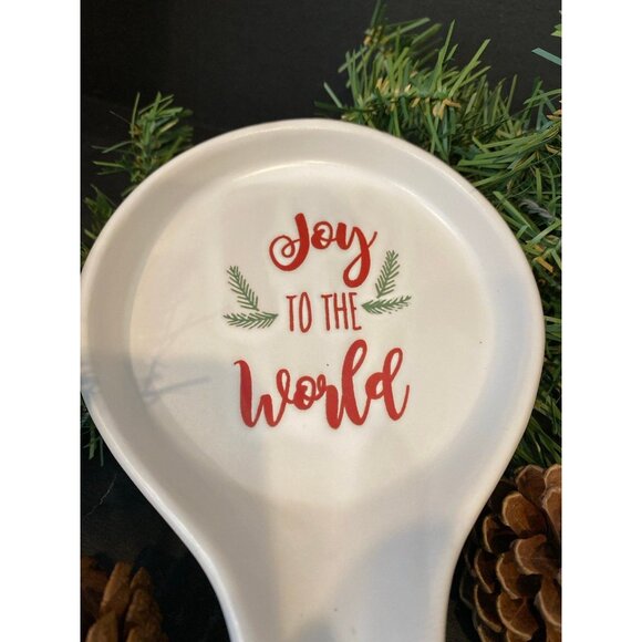 New Kirklands “Joy to the World” Kitchen Ceramic Spoon Rest - Picture 2 of 7
